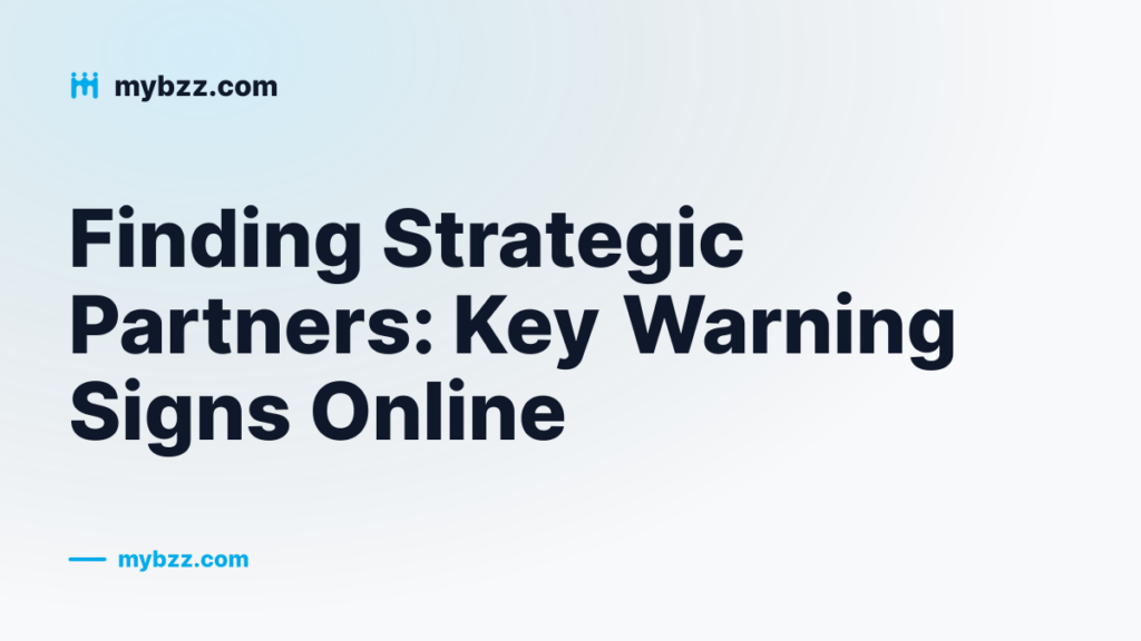 Cover graphic: warning signs to watch for when choosing strategic partners online