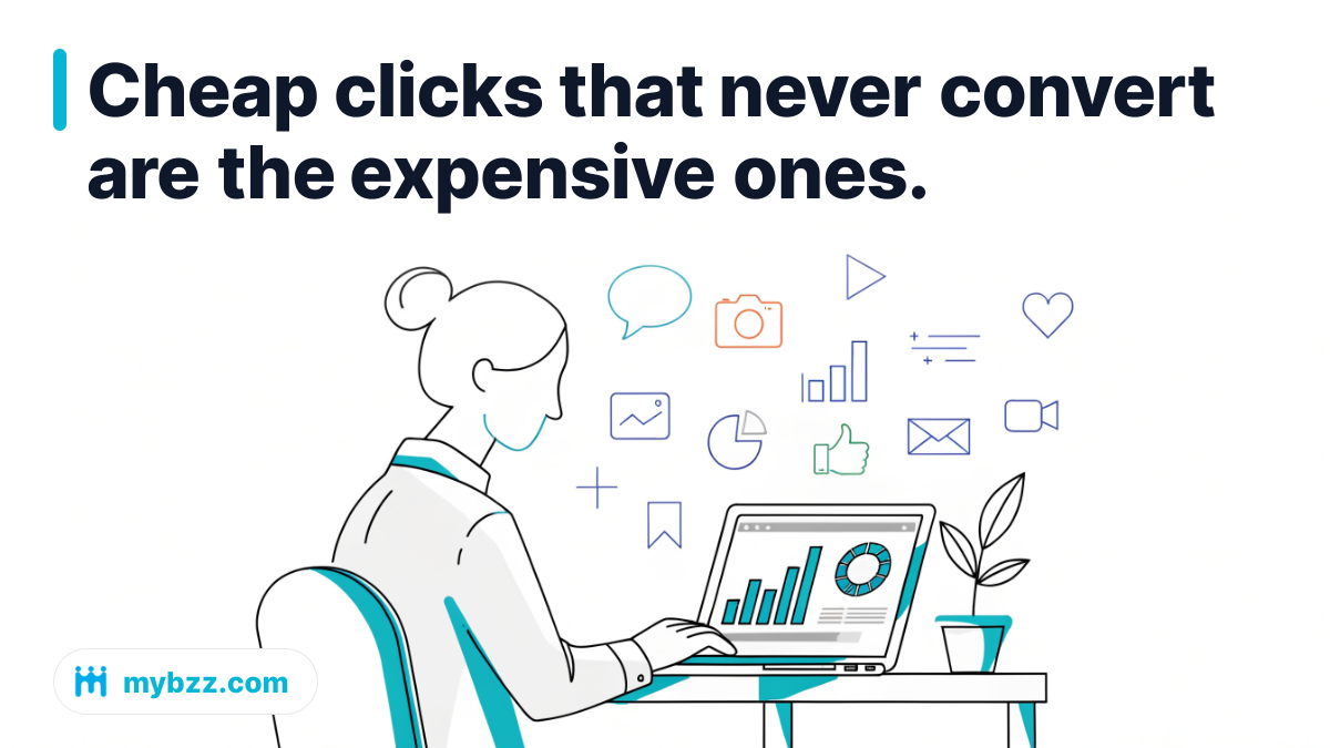 Cheap clicks that never convert are the expensive ones. - social media advertising platforms