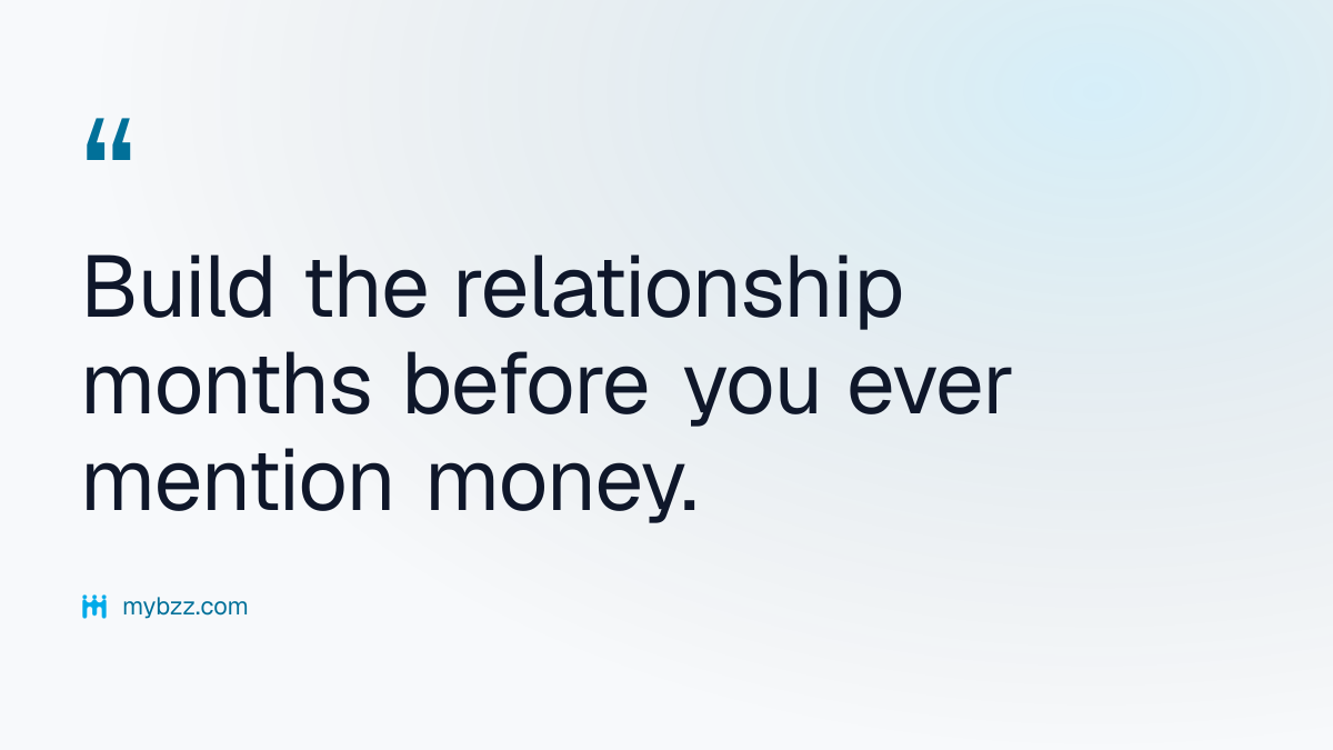 Build the relationship months before you ever mention money. - networking for funding