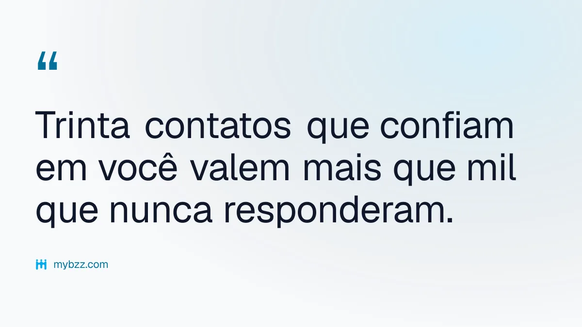 Trinta contatos que confiam em você valem mais que mil que nunca responderam. - construção de contatos empresariais