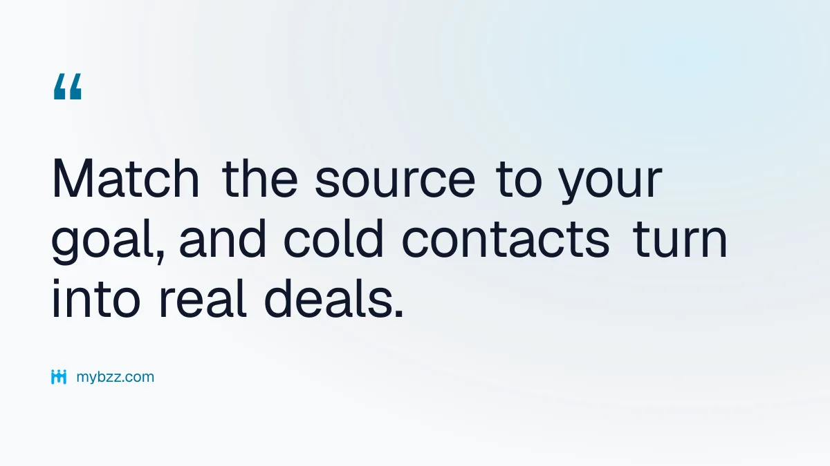Match the source to your goal, and cold contacts turn into real deals. - where to find business contacts