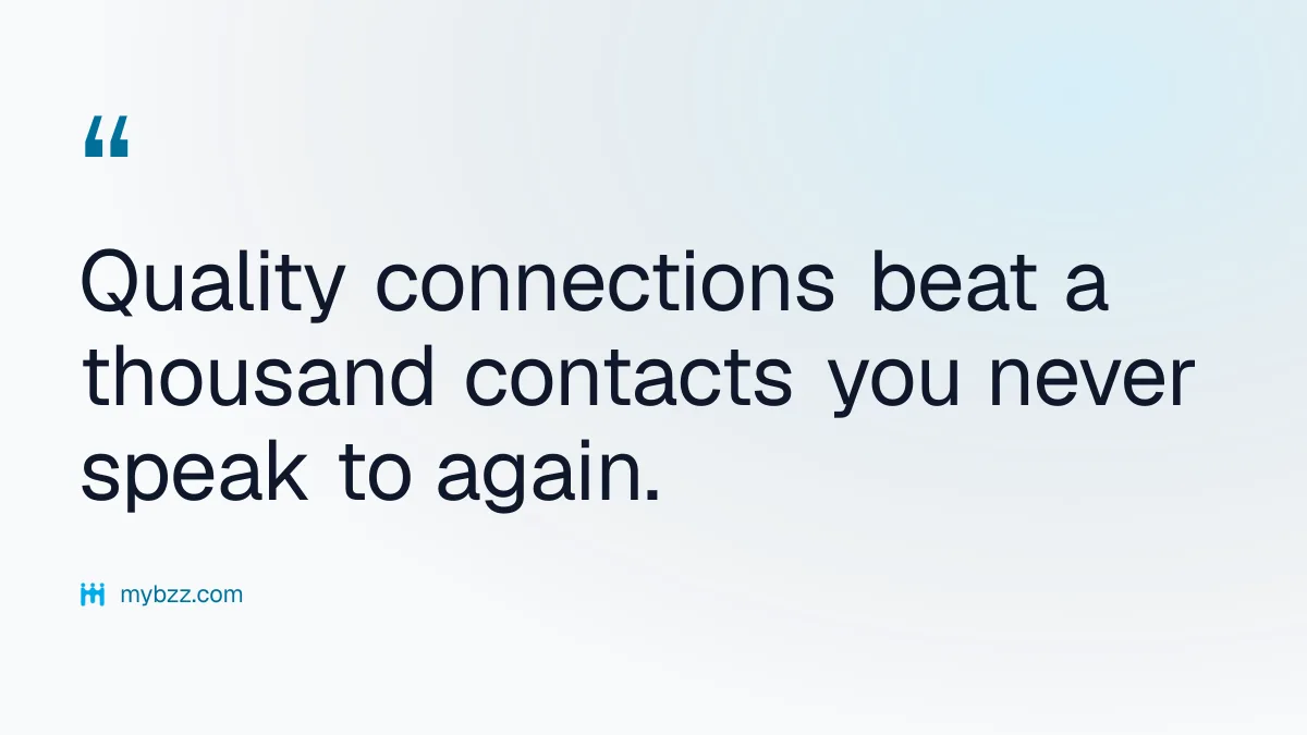 Quality connections beat a thousand contacts you never speak to again. - Building a networking strategy
