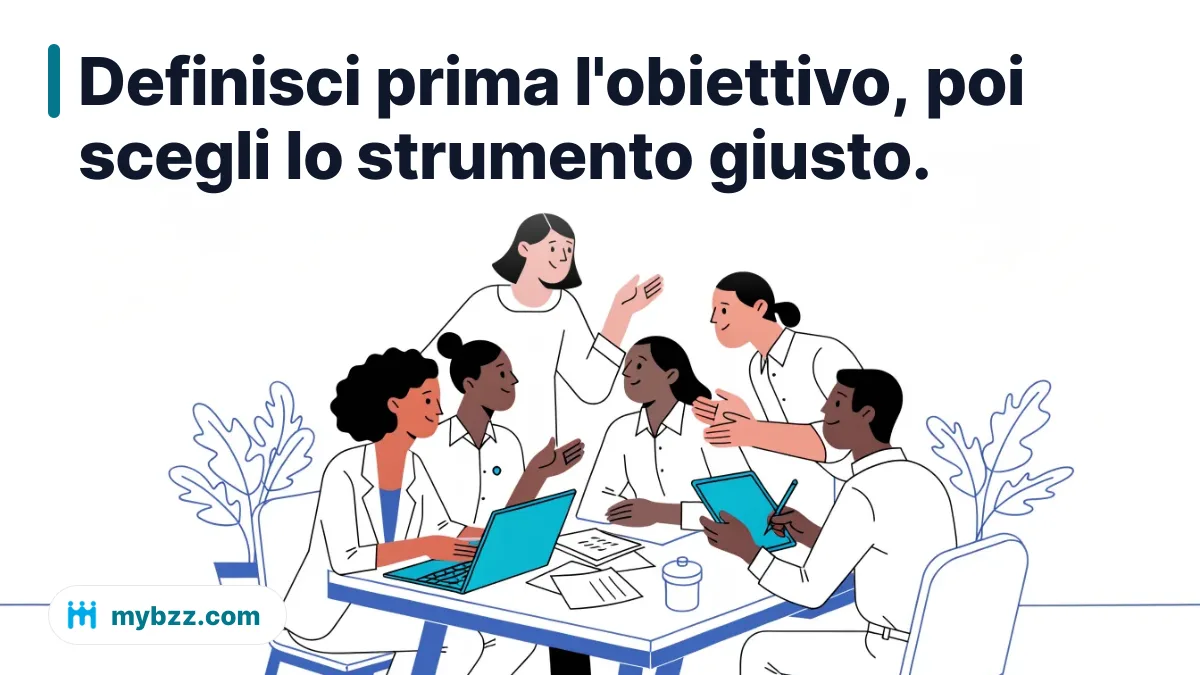 Definisci prima l'obiettivo, poi scegli lo strumento giusto. - sito web per networking