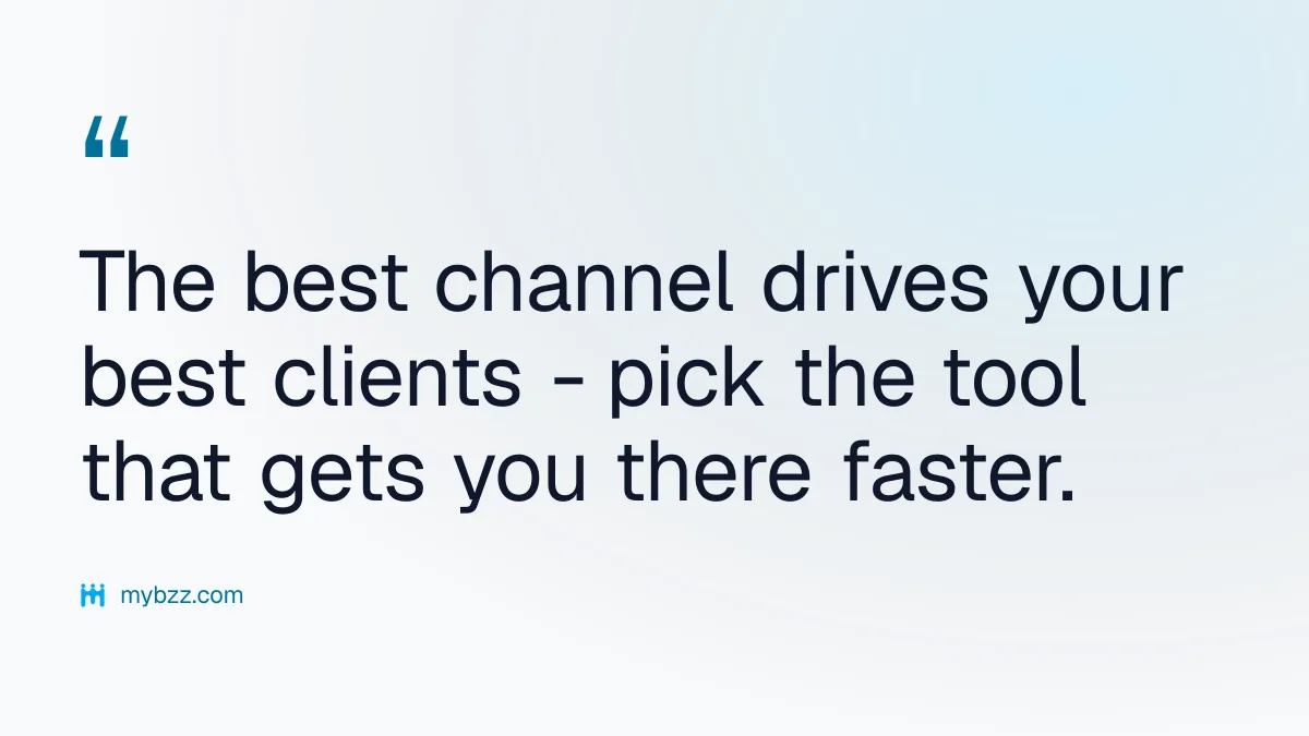 The best channel drives your best clients - pick the tool that gets you there faster. - business relationship building
