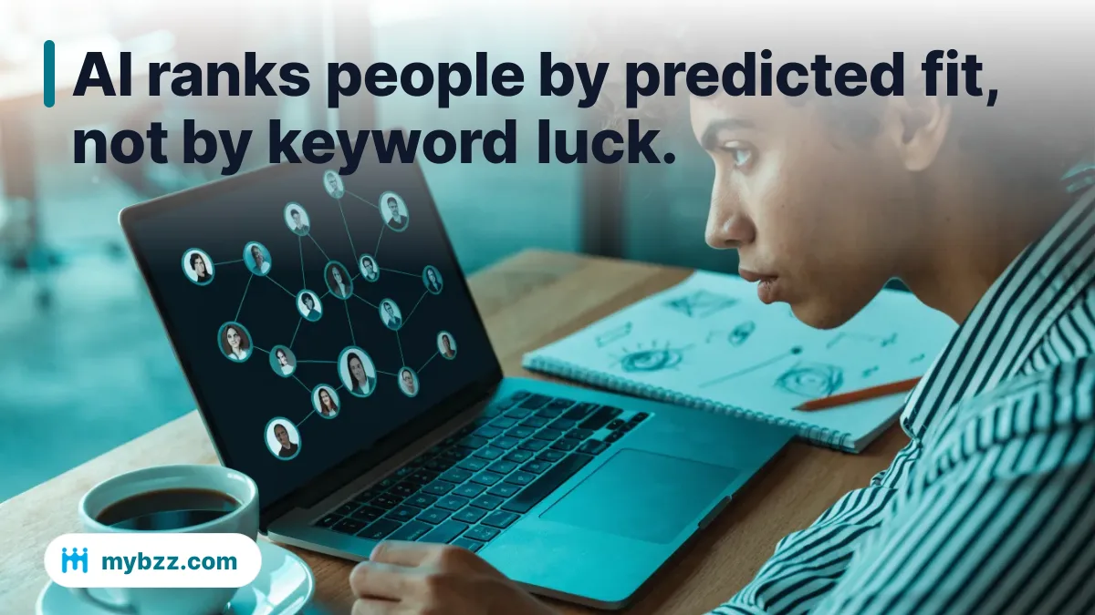 AI ranks people by predicted fit, not by keyword luck. - AI-driven connection recommendations