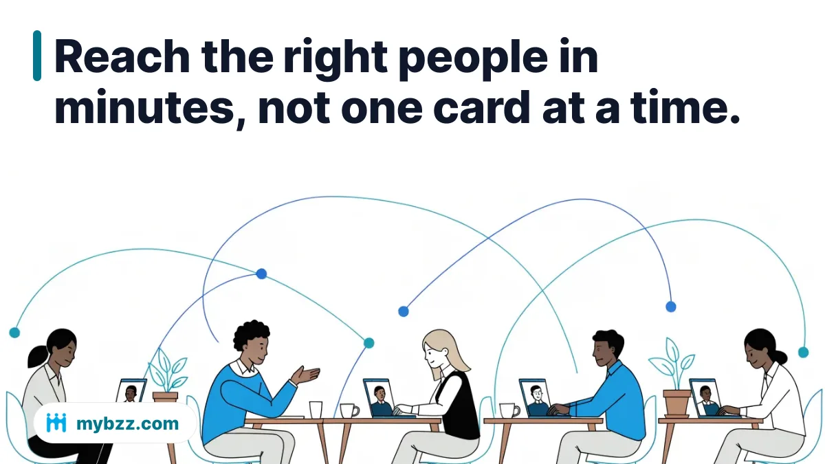 Reach the right people in minutes, not one card at a time.