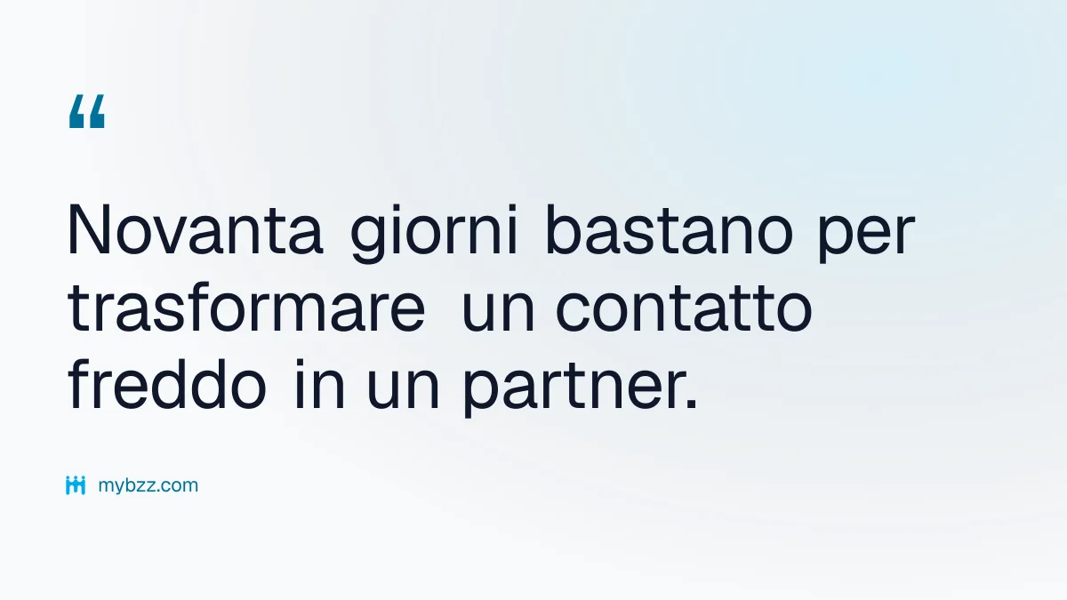 Novanta giorni bastano per trasformare un contatto freddo in un partner. - relazioni business durature
