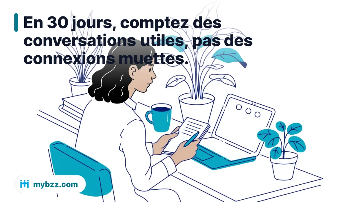 En 30 jours, comptez des conversations utiles, pas des connexions muettes. - réseautage professionnel en ligne