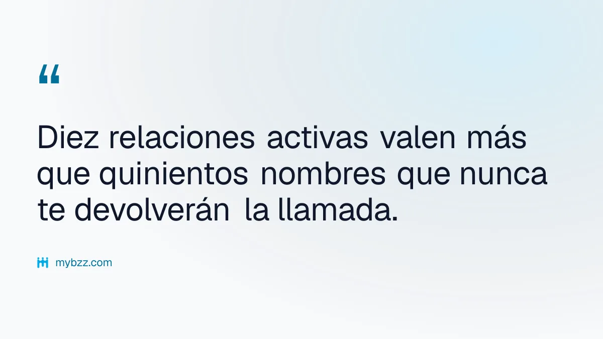 Diez relaciones activas valen más que quinientos nombres que nunca te devolverán la llamada.