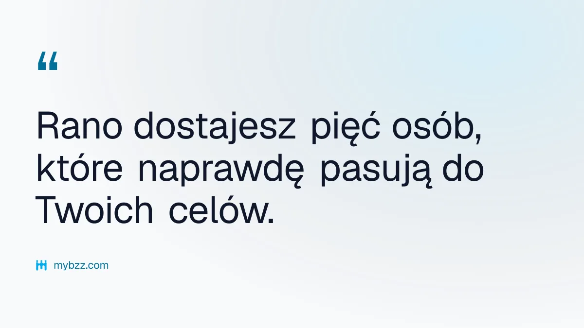 Rano dostajesz pięć osób, które naprawdę pasują do Twoich celów.