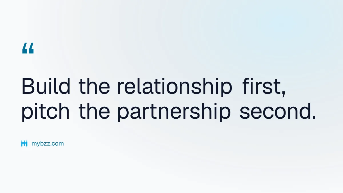 Build the relationship first, pitch the partnership second.