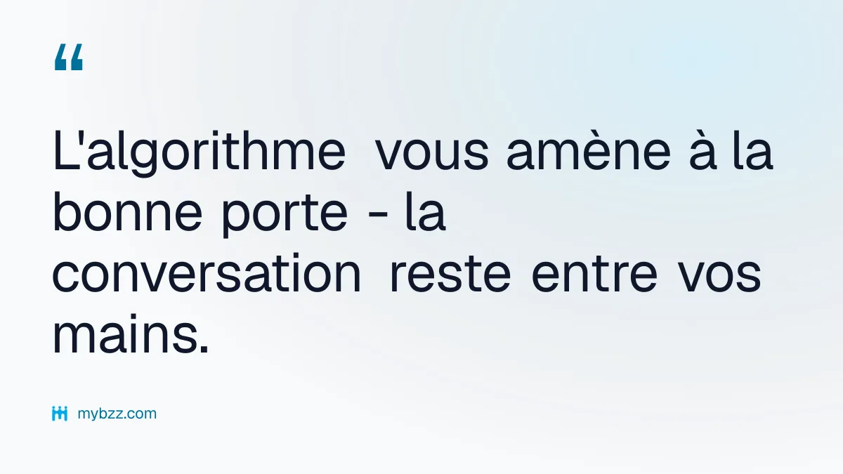 L'algorithme vous amène à la bonne porte - la conversation reste entre vos mains.