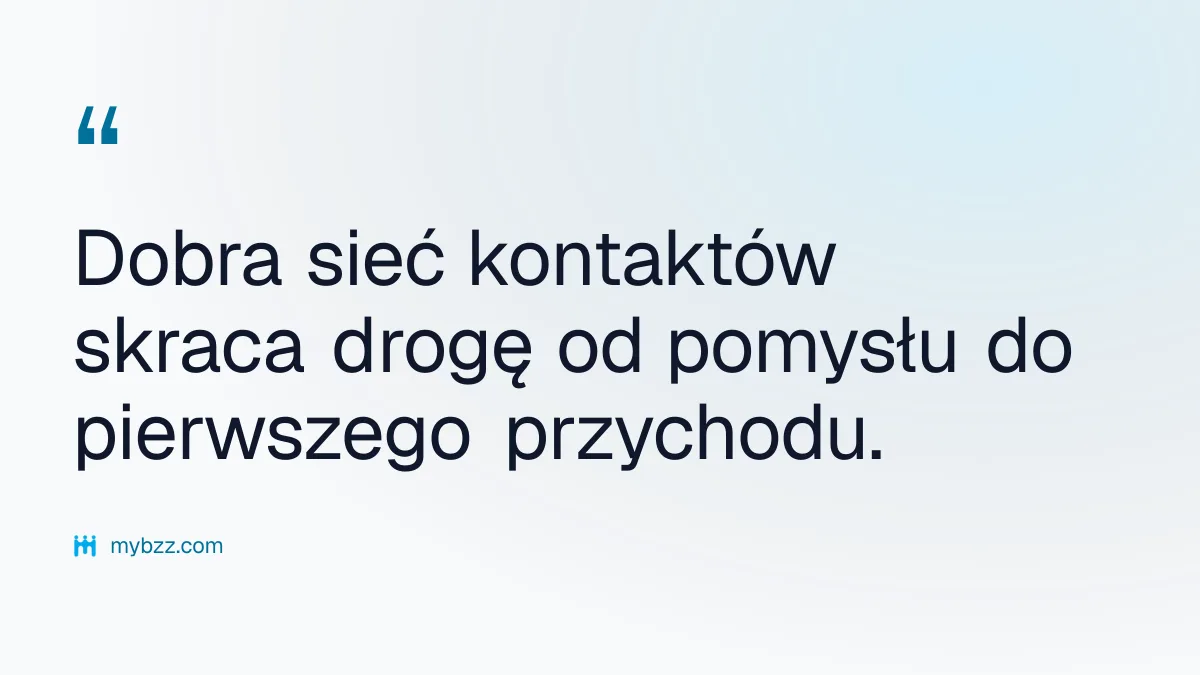 Dobra sieć kontaktów skraca drogę od pomysłu do pierwszego przychodu.