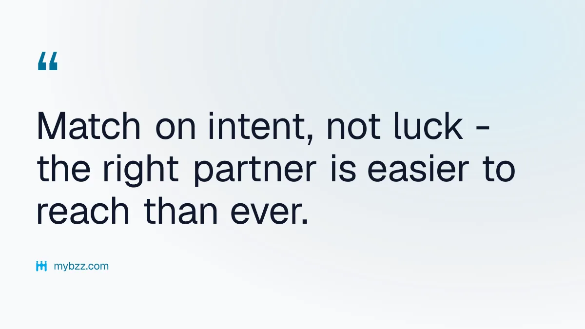 Match on intent, not luck - the right partner is easier to reach than ever.